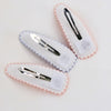 2Pcs/Set Solid Color Faux Cashmere Oval Snap Clip Kids Hair Clip PP179