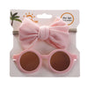 2Pcs/Set UV400 Kids Matte Round Sunglasses Headband