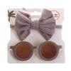 2Pcs/Set UV400 Kids Matte Round Sunglasses Headband