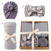 3Pcs/Box Cotton Baby Hat Headband Swaddle