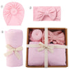 3Pcs/Box Cotton Baby Hat Headband Swaddle