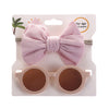 2Pcs/Set UV400 Kids Matte Round Sunglasses Headband