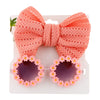 2Pcs/Set Daisy Flower Sunglasses With Elastic Nylon Baby Headband DP074