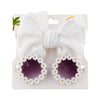 2Pcs/Set Daisy Flower Sunglasses With Elastic Nylon Baby Headband DP074