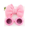 2Pcs/Set Solid Color Baby Sun Glasses Puff Bow Headband Set DP076