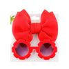 2Pcs/Set Solid Color Baby Sun Glasses Puff Bow Headband Set DP076