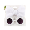 2Pcs/Set Solid Color Baby Sun Glasses Puff Bow Headband Set DP076