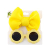 2Pcs/Set Solid Color Baby Sun Glasses Puff Bow Headband Set DP076