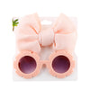 2Pcs/Set Solid Color Baby Sun Glasses Puff Bow Headband Set DP076