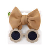 2Pcs/Set Solid Color Baby Sun Glasses Puff Bow Headband Set DP076