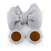 2Pcs/Set Solid Color Baby Sun Glasses Puff Bow Headband Set DP076