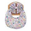 2Pcs/Set Sweet Bow Flower Headband With Printed Bib Set DP091