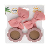 Baby Floral Shape Sunglasses With Candy Color Bow Clip Set DP118