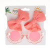 Baby Floral Shape Sunglasses With Candy Color Bow Clip Set DP118