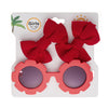 Baby Floral Shape Sunglasses With Candy Color Bow Clip Set DP118