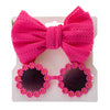 Baby Daisy Sunglasses With Eyelet Bow Set Big Bow  Nylon Hairband Set DP122