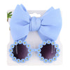 Baby Daisy Sunglasses With Eyelet Bow Set Big Bow  Nylon Hairband Set DP122