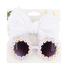 Baby Daisy Sunglasses With Eyelet Bow Set Big Bow  Nylon Hairband Set DP122