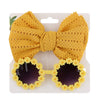 Baby Daisy Sunglasses With Eyelet Bow Set Big Bow  Nylon Hairband Set DP122