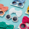 Baby Daisy Sunglasses With Eyelet Bow Set Big Bow  Nylon Hairband Set DP122