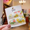 2Pcs/Set Flower Print Floral Dot new style oval snap clips Baby hair Clips PP174