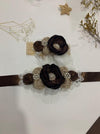 2Pcs/Set Vintage Stain Flower Sashes Lace Rhinestone Headband