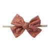 2Pcs/Lot Solid Embroidery Hair Bow Headband