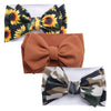 Solid Fabric Flower Leopard Print Bow Headband