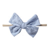 2Pcs/Lot Solid Embroidery Hair Bow Headband