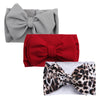 Solid Fabric Flower Leopard Print Bow Headband