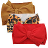 Solid Fabric Flower Leopard Print Bow Headband