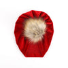 Solid Velvet Fabric Fur Ball Hat