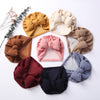 Solid Color Faux Cashmere Big Bowknot Baby Turban Hat SS97