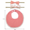 3Pcs/Set Muslin Cotton Solid Color Baby Bib Elastic Headband Set DP090